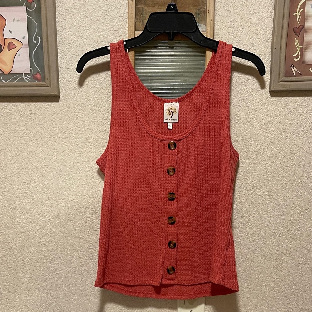 Women's PinK Button-Down Tank Top